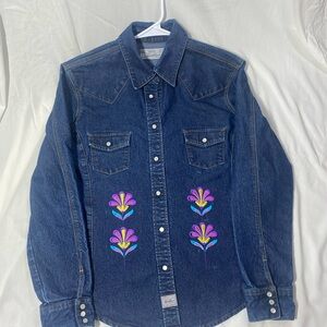 Signature Blue Denim Shirt with Contrast Stitching